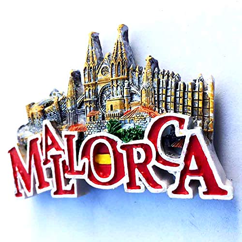 Imán para nevera de resina 3D con diseño de la Catedral de Palma de Mallorca, con texto en inglés "Time Traveler Go Palma", para decoración del hogar y la cocina, imán magnético para nevera