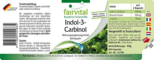 Indol-3-Carbinol - VEGANO - I3C + Brócoli en polvo - Dosis elevada - 180 Cápsulas (60 Cápsulas x 3) - Calidad Alemana