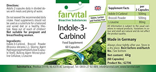 Indol-3-Carbinol - VEGANO - I3C + Brócoli en polvo - Dosis elevada - 180 Cápsulas (60 Cápsulas x 3) - Calidad Alemana