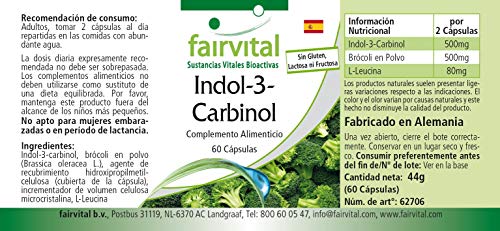 Indol-3-Carbinol - VEGANO - I3C + Brócoli en polvo - Dosis elevada - 180 Cápsulas (60 Cápsulas x 3) - Calidad Alemana