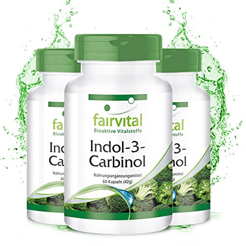 Indol-3-Carbinol - VEGANO - I3C + Brócoli en polvo - Dosis elevada - 180 Cápsulas (60 Cápsulas x 3) - Calidad Alemana