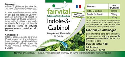 Indol-3-Carbinol - VEGANO - I3C + Brócoli en polvo - Dosis elevada - 180 Cápsulas (60 Cápsulas x 3) - Calidad Alemana