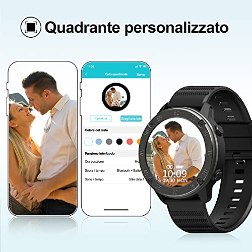 IOWODO Smartwatch, Reloj Inteligent Hombre - Impermeable IP68 | Esfera de Reloj de DIY | Tiempo | Caloría | Pulsometro | Sueño | 9 Deportes, Smartwatch Hombre para Android e iOS (2 Correas)