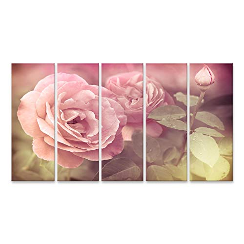 islandburner Cuadro en Lienzo Resumen Romántico Rosas Rosadas Flores Gotas de Agua Fondo Floral Suave Foco Selectivo Procesamiento de Estilo Vintage Cuadros Decoracion Impresión Salon