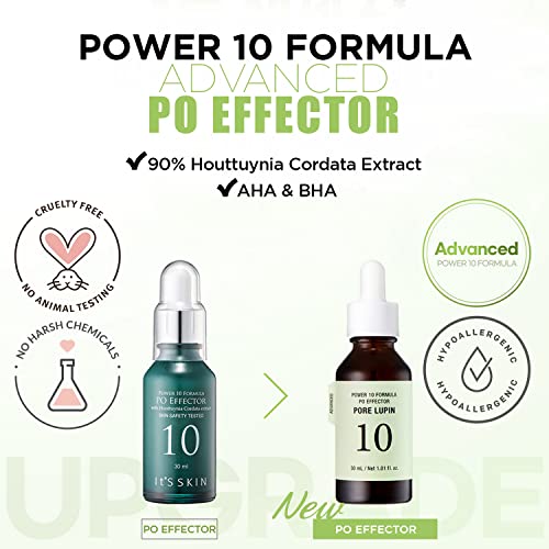 It'S SKIN Power 10 Formula PO Effector Ampoule Serum 30ml (1.01 fl oz) - Esencia suavizante sedosa para tensar los poros y controlar el sebo, solución para minimizar los poros