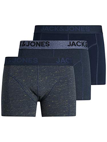 Jack & Jones Jacjames Trunks Noos-Pack de 3 Unidades Bóxer, Azul Marino/Detalle: Azul – Azul, L para Hombre