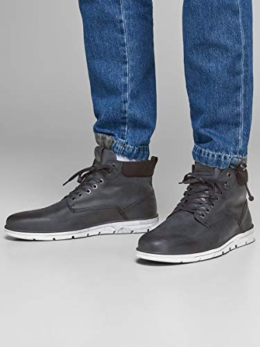 JACK & JONES JFWTUBAR Leather STS, Chukka Boots Hombre, Gris(Anthracite Anthracite), 40 EU