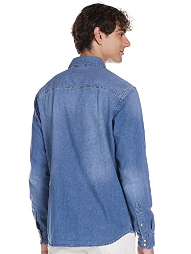 Jack & Jones Jjesheridan Shirt L/s Camisa Vaquera, Azul (Medium Blue Denim Fit:Slim), XX-Large para Hombre