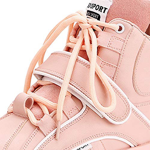 Jamron Mujer Gótico Punk High Top Plataforma Zapatillas Chunky con Cordones Zapatillas de Deporte de Cuña Rosa SN02924 EU37.5