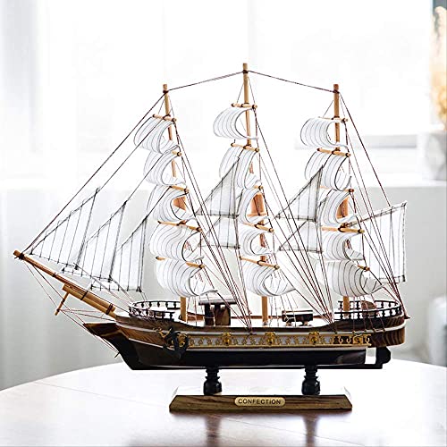 JANEFLY Decoración del hogar Adorno Estatuilla Clásicos Modelo de Barco de Vela Barco Antiguo Modelos de Barco Estilo mediterráneo Recuerdos náuticos Marinos Regalo 45cm