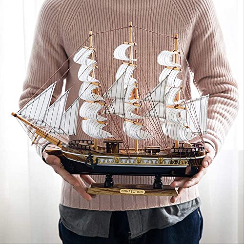 JANEFLY Decoración del hogar Adorno Estatuilla Clásicos Modelo de Barco de Vela Barco Antiguo Modelos de Barco Estilo mediterráneo Recuerdos náuticos Marinos Regalo 45cm