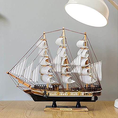 JANEFLY Decoración del hogar Adorno Estatuilla Clásicos Modelo de Barco de Vela Barco Antiguo Modelos de Barco Estilo mediterráneo Recuerdos náuticos Marinos Regalo 45cm