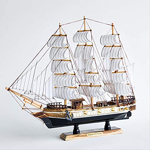 JANEFLY Decoración del hogar Adorno Estatuilla Clásicos Modelo de Barco de Vela Barco Antiguo Modelos de Barco Estilo mediterráneo Recuerdos náuticos Marinos Regalo 45cm