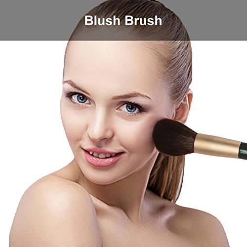 JessLab Brocha Colorete, Mango de Madera Pincel de Maquillaje Profesional Pincel Facial Check Color Brush para Blush Bronzer, Cerdas Sintéticas - 1 Pieza