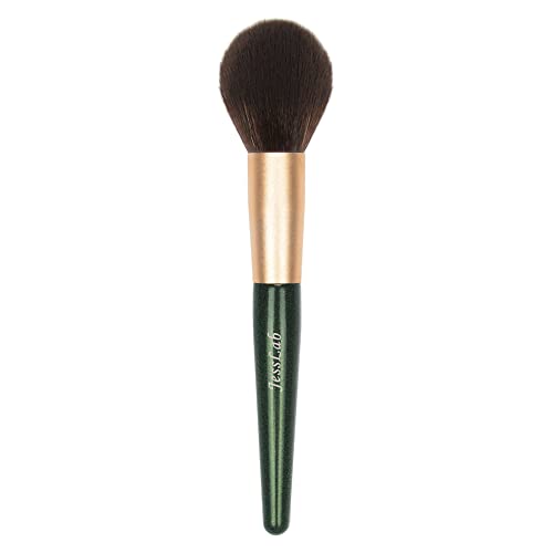 JessLab Brocha Colorete, Mango de Madera Pincel de Maquillaje Profesional Pincel Facial Check Color Brush para Blush Bronzer, Cerdas Sintéticas - 1 Pieza