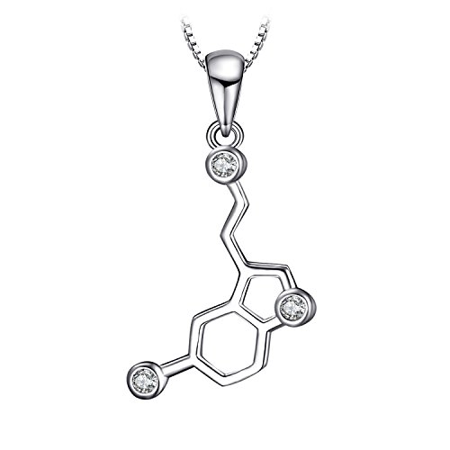 JewelryPalace Colgante Serotonin Molecule con 0,2ct circonita cúbica Collar Plata de ley 925 cadena de caja 45cm