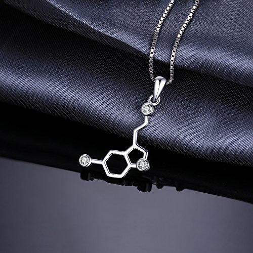 JewelryPalace Colgante Serotonin Molecule con 0,2ct circonita cúbica Collar Plata de ley 925 cadena de caja 45cm