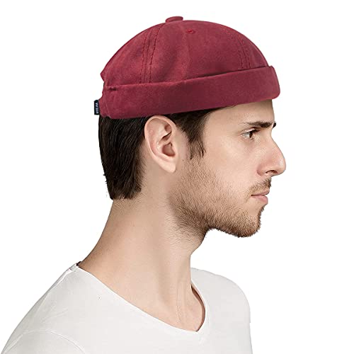 JFAN Gorras de Hombre Gorro Retro Personalizado Gorro de Hip-Hop de Moda Gorro de Tendencia callejera Unisex de Todos los Partidos(F-Rojo,56-58cm)