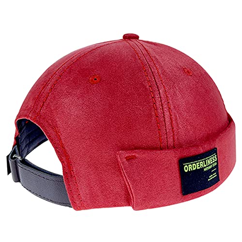 JFAN Gorras de Hombre Gorro Retro Personalizado Gorro de Hip-Hop de Moda Gorro de Tendencia callejera Unisex de Todos los Partidos(F-Rojo,56-58cm)