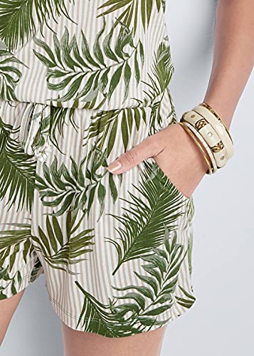 JFAN Mono de una Pieza Chaleco con Estampado de árbol de Coco Verde Pantalones de Verano para Mujer Ropa de Playa Informal Ropa de Playa Elegante(Verde,L)