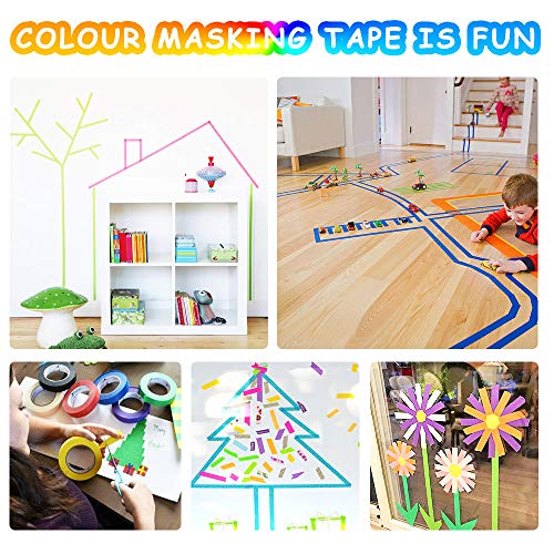 Juego de 8 rollos de cinta adhesiva de colores para manualidades, codificación de color, decoración, suministros de arte divertido para niños, cinta adhesiva de color, washi tape