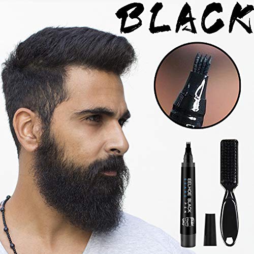 Juego de bolígrafos de relleno para barba con cepillo de mezcla, rellena y define fácilmente tu barba con un bolígrafo espesante para barba, a prueba de agua/sudor para todo tipo de cabello