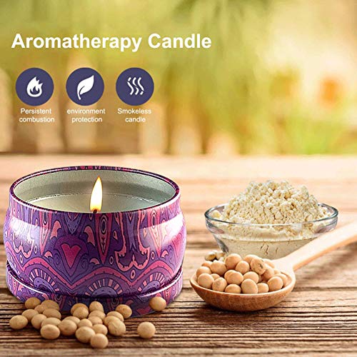 Juego de velas perfumadas de aromaterapia con Aceites Esenciales Cera de Soja Ecológico Sin humo Portátil Viaje Lata Tarro Velas Fragancia Regalos Set Para madres, mujeres, amigos y compañeros de trab