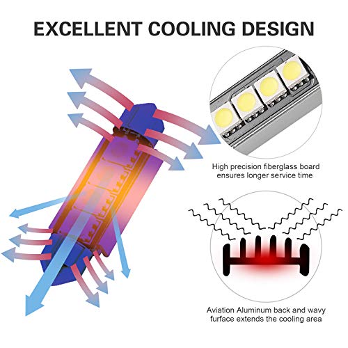 Justech 20 PCS Coche LED Bombillas Luz de Coche Interior 6000K para el Interior del Coche Domo Mapa Puerta Cortesía Luces de Matrícula Festoon C5W T10 168194 2825 Xenón Blanco