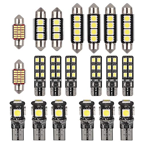 Justech 20 PCS Coche LED Bombillas Luz de Coche Interior 6000K para el Interior del Coche Domo Mapa Puerta Cortesía Luces de Matrícula Festoon C5W T10 168194 2825 Xenón Blanco