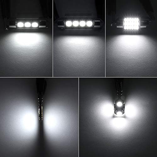 Justech 20 PCS Coche LED Bombillas Luz de Coche Interior 6000K para el Interior del Coche Domo Mapa Puerta Cortesía Luces de Matrícula Festoon C5W T10 168194 2825 Xenón Blanco