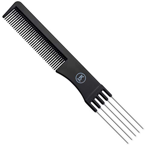 K-Pro Peine de Cabello de Viaje - Con Peineta - Cepillo Negro con Cerdas de Metal y Dientes Finos