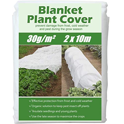 KAHEIGN 2 x 10M Vellón de Protección Contra Heladas para Plantas, 30g/m² Vellón de Jardín Paño Anticongelante para Plantas Tejido Fitosanitario de Invierno, Portada de Pájaros e Insecto