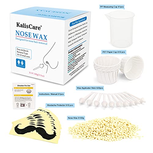 KalisCare Nose Wax Kit, Kit de depilación con cera para hombres y mujeres, 100 g