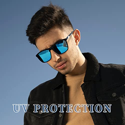 KANASTAL Gafas de Sol Azules Hombres y Mujer Polarizadas Rectangulares Clásicas Vintage Moda Elegant con Protección UV400 para Conducir Pesca Golf al Aire Libre Viajes Sunglasses