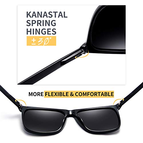 KANASTAL Gafas de Sol Azules Hombres y Mujer Polarizadas Rectangulares Clásicas Vintage Moda Elegant con Protección UV400 para Conducir Pesca Golf al Aire Libre Viajes Sunglasses