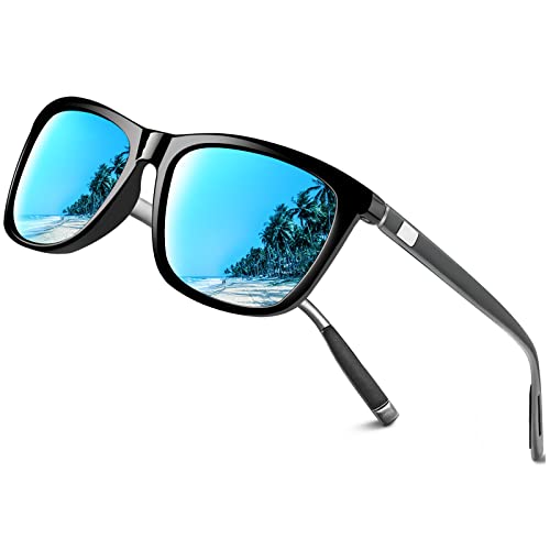 KANASTAL Gafas de Sol Azules Hombres y Mujer Polarizadas Rectangulares Clásicas Vintage Moda Elegant con Protección UV400 para Conducir Pesca Golf al Aire Libre Viajes Sunglasses