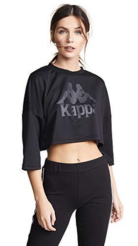 Kappa Authentic Anac Heritage Essentials Camiseta con Mangas 3/4, Mujer, Negro (Black), L