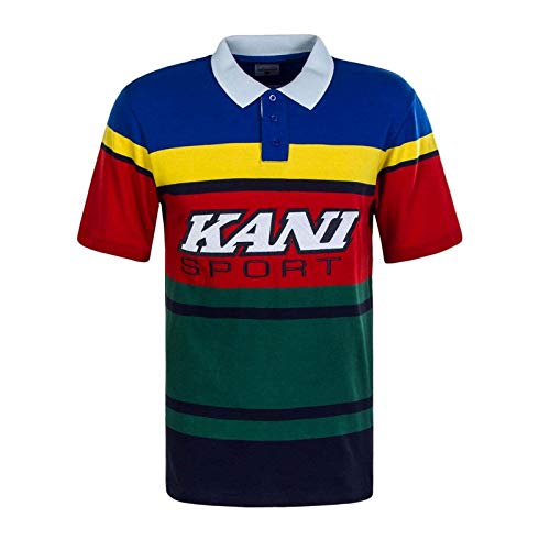 Karl Kani - 6032159 Sport Stripe Polo Shirt Red/Green/Blue/Navy/Yellow - 6032159 - Red/Green/Blue/Navy/Yellow, X-Large
