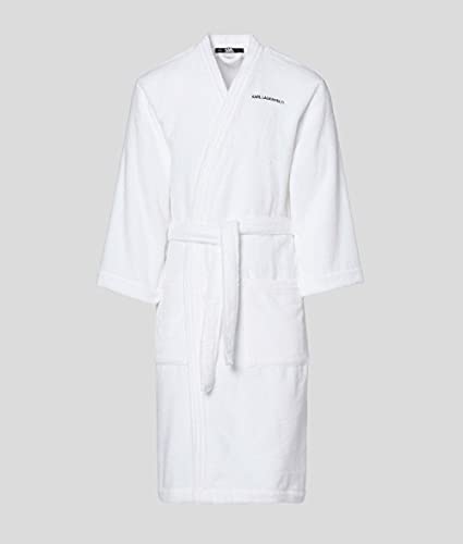 KARL LAGERFELD Logo Bath Robe Túnica, Blanco, L Unisex Adulto