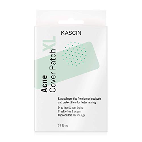 KASCIN Parche de espinilla para tratamiento de manchas XL – 10 tiras de manchas – Parche hidrocoloide para acné corporal y rupturas más grandes – Hecho en Corea puntos de acné