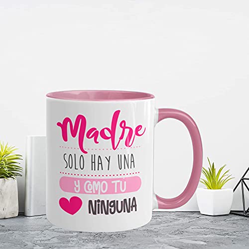 Kembilove Taza regalo día de la madre – Tazas Desayuno para Mamá con Mensaje Madre solo hay una y como tú ninguna – Tazas originales – Regalo para madres