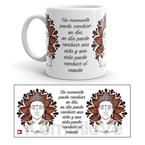 Kembilove Tazas de café diseño de Yoga – Taza de café inspiradora en Buda y Mensaje – Taza de Cerámica Duradera con Diseño Espiritual – Tazas Coloridas para Té y Café – Tazas de 350 ml