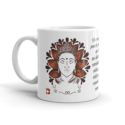 Kembilove Tazas de café diseño de Yoga – Taza de café inspiradora en Buda y Mensaje – Taza de Cerámica Duradera con Diseño Espiritual – Tazas Coloridas para Té y Café – Tazas de 350 ml