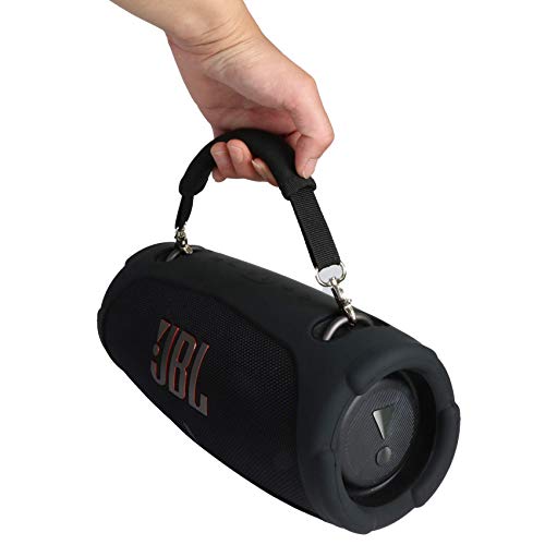 khanka Estuche de Silicona and Mango para JBL Xtreme 3 Altavoz Bluetooth portátil (Funda de Silicona, Mango Negro)