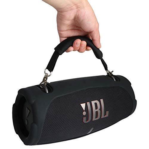 khanka Estuche de Silicona and Mango para JBL Xtreme 3 Altavoz Bluetooth portátil (Funda de Silicona, Mango Negro)