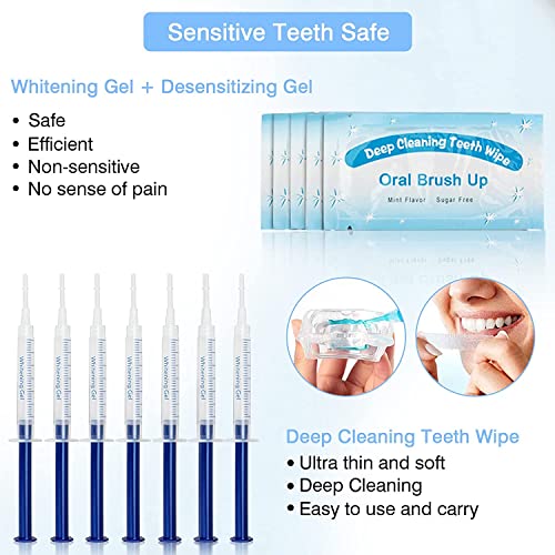 Kit de Blanqueamiento Dental Gel Blanqueador Dental Profesional Teeth Whitening Kit, Para Manchas de Humo, Dientes Negros, Dientes Amarillos-10x3ML Gel, 1x Luz LED, 2x Bandeja Dental