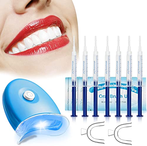 Kit de Blanqueamiento Dental Gel Blanqueador Dental Profesional Teeth Whitening Kit, Para Manchas de Humo, Dientes Negros, Dientes Amarillos-10x3ML Gel, 1x Luz LED, 2x Bandeja Dental