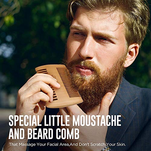 Kit De Cuidado De Barba Para Hombres, Aceite De Barba 100% Orgánico, Tijeras Para Barba y Bigote Con Caja De Regalo 6 Piezas