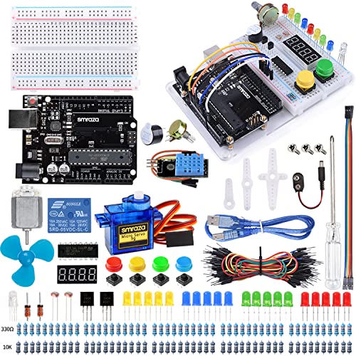 Kit de Inicio definitivo con Tutorial Soporte para Placa de Pruebas Cables de Puente resistencias Motor de CC Compatible con Arduino R3 Proyecto Mega 2560 Nano