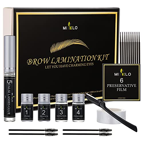 Kit de Laminación de Cejas, Kit de Levantamiento de Pestañas, Kit pProfesional de Peinado de Levantamiento de Cejas DIY Para Cejas más Completas y Desordenadas, Duración 8 Semanas (Black)